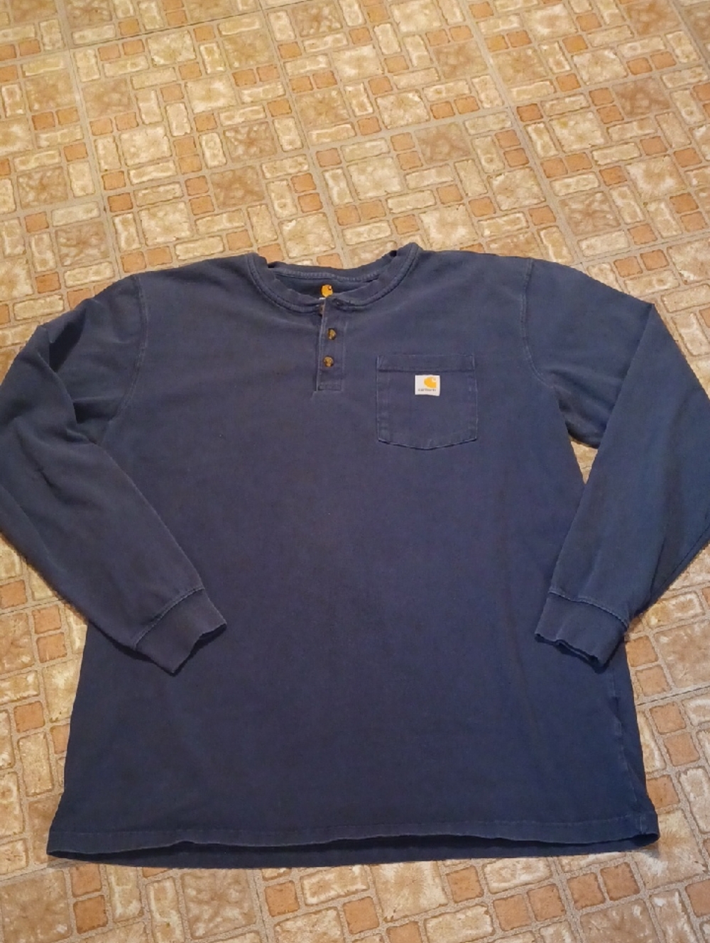 Carhartt Navy Long-Sleeve Henley Pocket Tee Xlarge Tall